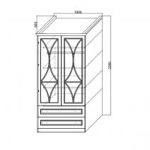  Каталея Ш-8 2-х дверный с зеркальными фасадами и ящиками, ваниль, фото 2 