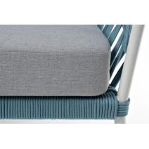  "Диего" диван 2-местный плетеный из роупа, каркас алюминий светло-серый (RAL7035) шагрень, роуп бирюзовый круглый, ткань светло-серая, фото 9 