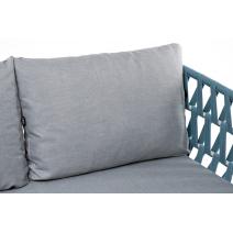  "Диего" диван 2-местный плетеный из роупа, каркас алюминий светло-серый (RAL7035) шагрень, роуп бирюзовый круглый, ткань светло-серая, фото 10 