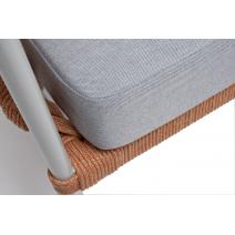  "Диего" диван 2-местный плетеный из роупа, каркас алюминий светло-серый (RAL7035) шагрень, роуп оранжевый меланж круглый, ткань светло-серая, фото 8 