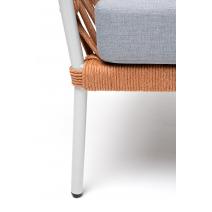  "Диего" диван 2-местный плетеный из роупа, каркас алюминий светло-серый (RAL7035) шагрень, роуп оранжевый меланж круглый, ткань светло-серая, фото 10 