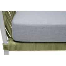  "Диего" диван 2-местный плетеный из роупа, каркас алюминий светло-серый (RAL7035) шагрень, роуп салатовый меланж круглый, ткань светло-серая, фото 9 