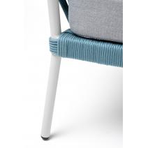  "Диего" кресло плетеное из роупа, каркас алюминий светло-серый (RAL7035) шагрень, роуп бирюзовый круглый, ткань светло-серая, фото 10 