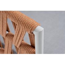  "Диего" кресло плетеное из роупа, каркас алюминий светло-серый (RAL7035) шагрень, роуп оранжевый меланж круглый, ткань светло-серая, фото 4 