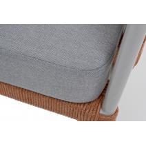 "Диего" кресло плетеное из роупа, каркас алюминий светло-серый (RAL7035) шагрень, роуп оранжевый меланж круглый, ткань светло-серая, фото 9 