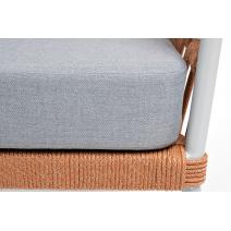  "Диего" кресло плетеное из роупа, каркас алюминий светло-серый (RAL7035) шагрень, роуп оранжевый меланж круглый, ткань светло-серая, фото 10 
