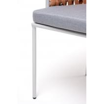  "Диего" стул плетеный из роупа, каркас из стали светло-серый (RAL7035) шагрень, роуп оранжевый меланж круглый, ткань светло-серая, фото 9 