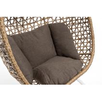  "Флоренция" подвесное кресло-кокон из искусственного ротанга, цвет соломенный с серой подушкой, фото 3 