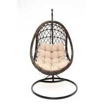  "Венеция" подвесное кресло-кокон из искусственного ротанга, цвет бронзовый с бежевой подушкой, фото 1 