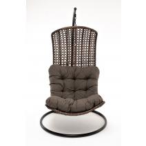  "Виши" подвесное кресло-кокон из искусственного ротанга, цвет коричневый с серо-коричневой подушкой, фото 1 