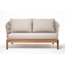  "Диего" диван 2-местный плетеный из роупа, каркас алюминий темно-серый (RAL7024), роуп темно-серый круглый, ткань темно-серая, фото 2 