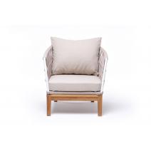  "Диего" кресло плетеное из роупа, каркас алюминий темно-серый (RAL7024), роуп темно-серый круглый, ткань темно-серая, фото 2 