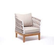  "Диего" кресло плетеное из роупа, каркас алюминий темно-серый (RAL7024), роуп темно-серый круглый, ткань темно-серая, фото 3 