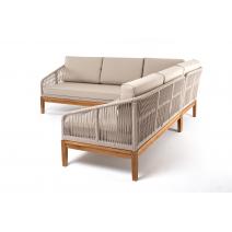  "Канны" диван модульный плетеный из роупа, основание дуб, роуп бежевый круглый, ткань бежевая 035, фото 3 
