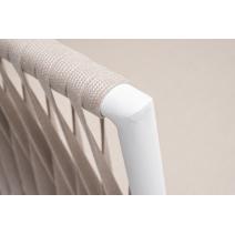  "Касабланка" диван 2-местный плетеный из роупа, каркас алюминий белый муар, роуп бежевый 20мм, ткань бежевая 035, фото 4 