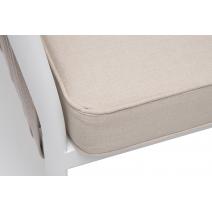  "Касабланка" диван 2-местный плетеный из роупа, каркас алюминий белый муар, роуп бежевый 20мм, ткань бежевая 035, фото 9 