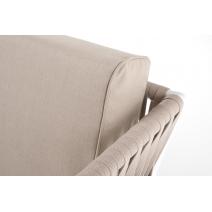  "Касабланка" диван 2-местный плетеный из роупа, каркас алюминий белый муар, роуп бежевый 20мм, ткань бежевая 035, фото 12 