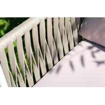  "Касабланка" диван 3-местный плетеный из роупа, каркас алюминий белый муар, роуп бежевый 20мм, ткань бежевая 052, фото 8 