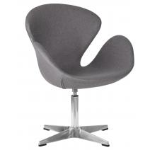  Кресло дизайнерское DOBRIN SWAN, серая ткань AF7, алюминиевое основание, фото 1 