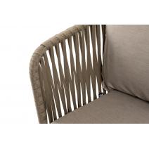  "Мальорка" диван 3-местный плетеный из роупа, основание дуб, роуп серо-коричневый 23мм, ткань бежевая 052, фото 4 