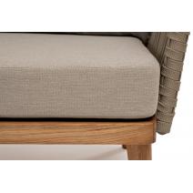  "Мальорка" диван 3-местный плетеный из роупа, основание дуб, роуп серо-коричневый 23мм, ткань бежевая 052, фото 6 
