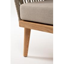  "Мальорка" диван 3-местный плетеный из роупа, основание дуб, роуп серо-коричневый 23мм, ткань бежевая 052, фото 7 