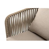  "Мальорка" кресло плетеное из роупа, основание дуб, роуп серо-коричневый 23мм, ткань бежевая 052, фото 4 