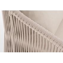  "Милан" диван 2-местный плетеный из роупа, каркас алюминий белый муар, роуп бежевый круглый, ткань бежевая 035, фото 5 