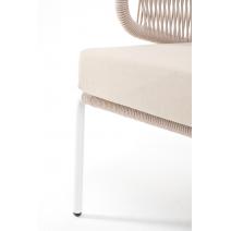  "Милан" диван 2-местный плетеный из роупа, каркас алюминий белый муар, роуп бежевый круглый, ткань бежевая 035, фото 6 
