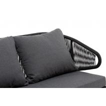  "Милан" диван 2-местный плетеный из роупа, каркас алюминий темно-серый (RAL7024) муар, роуп темно-серый круглый, ткань темно-серая 027, фото 4 