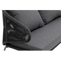  "Милан" диван 2-местный плетеный из роупа, каркас алюминий темно-серый (RAL7024) муар, роуп темно-серый круглый, ткань темно-серая 027, фото 5 