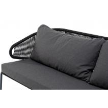  "Милан" диван 3-местный плетеный из роупа, каркас алюминий темно-серый (RAL7024) муар, роуп темно-серый круглый, ткань темно-серая 027, фото 4 