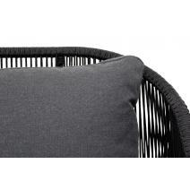  "Милан" диван 3-местный плетеный из роупа, каркас алюминий темно-серый (RAL7024) муар, роуп темно-серый круглый, ткань темно-серая 027, фото 5 
