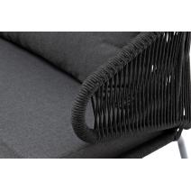  "Милан" диван 3-местный плетеный из роупа, каркас алюминий темно-серый (RAL7024) муар, роуп темно-серый круглый, ткань темно-серая 027, фото 8 