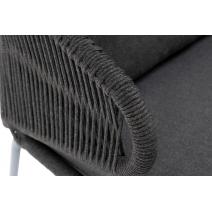  "Милан" диван 3-местный плетеный из роупа, каркас алюминий темно-серый (RAL7024) муар, роуп темно-серый круглый, ткань темно-серая 027, фото 9 