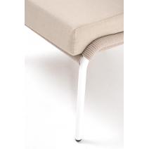  "Милан" кресло плетеное из роупа, каркас алюминий белый муар, роуп бежевый круглый, ткань бежевая 035, фото 9 
