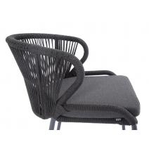  "Милан" стул плетеный из роупа, каркас алюминий темно-серый (RAL7024) муар, роуп темно-серый круглый, ткань темно-серая 027, фото 4 
