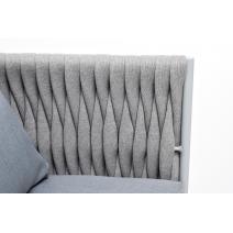 "Монако" кресло плетеное из роупа, каркас алюминий светло-серый (RAL7035) муар, роуп светло-серый 40 мм, ткань светло-серая, фото 6 