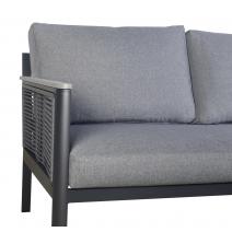  "Сан Ремо" диван 2-местный плетеный из роупа, каркас алюминий темно-серый, роуп серый, ткань серая, фото 3 