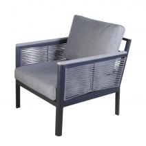  "Сан Ремо" кресло плетеное из роупа садовое, каркас алюминий темно-серый, роуп серый, ткань серая, фото 3 