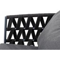  "Диего" кресло плетеное из роупа, каркас алюминий темно-серый (RAL7024) муар, роуп темно-серый круглый, ткань темно-серая 027, фото 6 