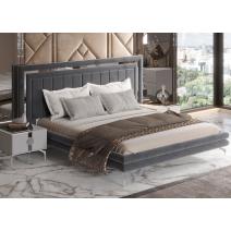 Грация Кровать с тумбочками, серый-серебро/велюр серый, фото 2 
