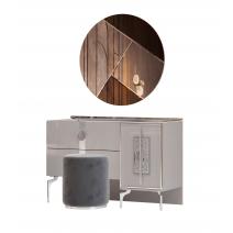 Грация Туалетный стол с зеркалом и пуфом, серый-серебро/велюр серый, фото 1 