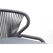  "Милан" стул плетеный из роупа, каркас алюминий белый шагрень, роуп светло-серый круглый, ткань светло-серая, фото 6 