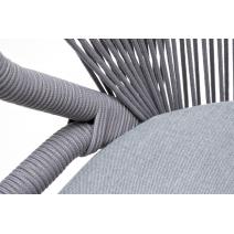  "Милан" стул плетеный из роупа, каркас алюминий белый шагрень, роуп светло-серый круглый, ткань светло-серая, фото 7 