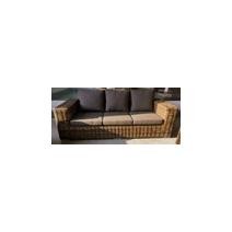  "Палермо" диван из искусственного ротанга трехместный, цвет соломенный, фото 1 