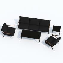  Лаунж зона FESTA черная с трехместным диваном, фото 7 