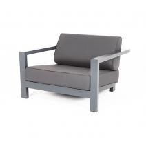  "Гранада" кресло алюминиевое, цвет темно-серый (RAL7024) муар, ткань темно-серая 027, фото 1 