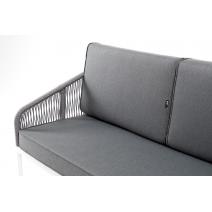  "Канны" диван 2-местный плетеный из роупа, каркас алюминий белый шагрень, роуп светло-серый круглый, ткань серая, фото 6 