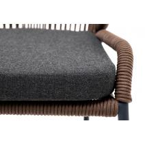  "Милан" стул плетеный из роупа, каркас алюминий серый (RAL7022) муар, роуп коричневый круглый, ткань темно-серая 027, фото 8 
